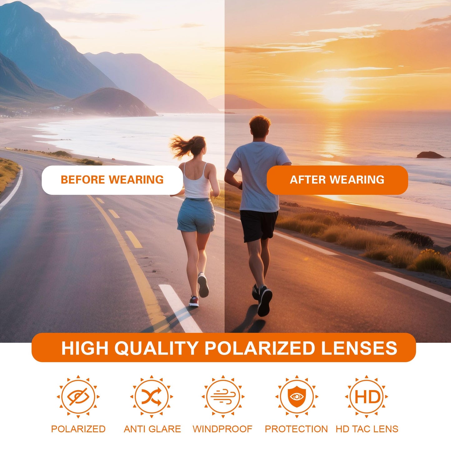 suoso Sports Cycling Sunglasses for Men: Lightweight UV Protection Polarized Sun Glasses for Youth Baseball Softball Running
