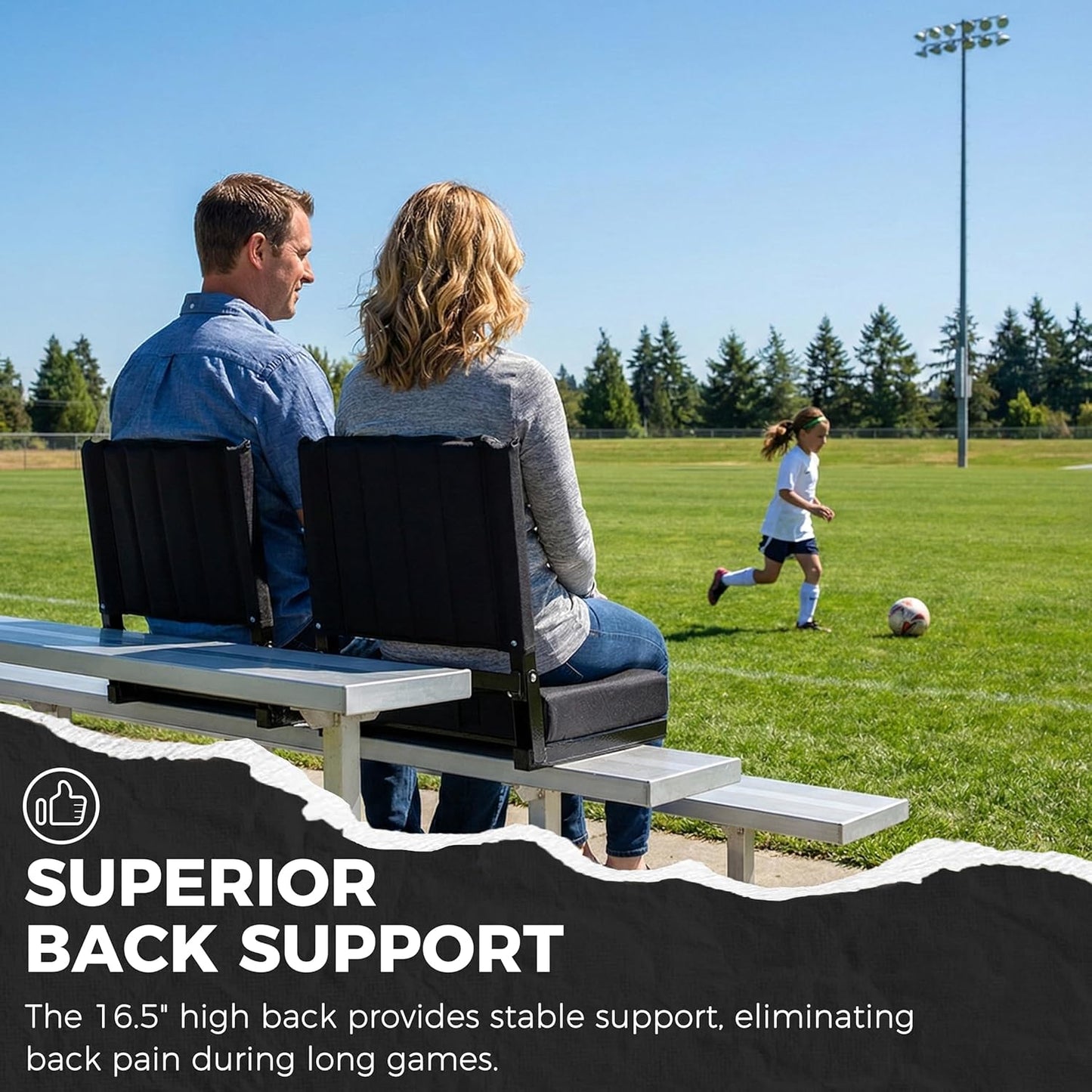 Sport Beats Stadium Seats - Padded Bleacher Chairs with Back Support | 17" W x 12" D x 16.5" H