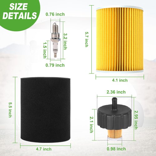 10L0L Golf Cart Tune Up Kit for Yamaha G1 2-Cycle & G14 4-Cycle Gas with 1 × Air Filter, 1 × Sponge, 1 × Fuel Filter and 1 × Spark Plug OEM J10-14417-00 JF7-14450-01