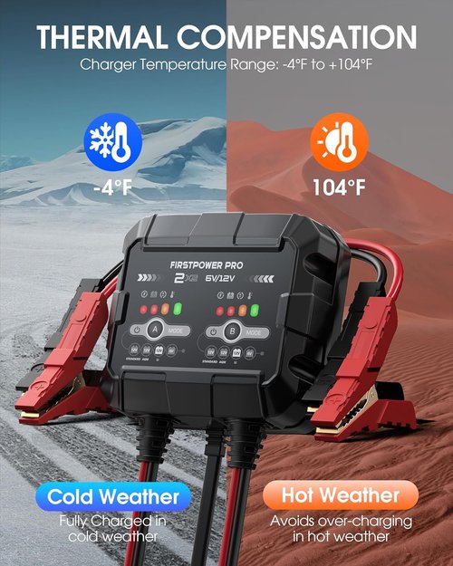 2-Bank Trickle Charger by [Brand Name] | 12V & 6V Automotive Battery Maintainer for Cars, Motorcycles & Lawn Mowers