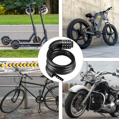 ASKGO Lock Bike Lock Cable with Combination Black
