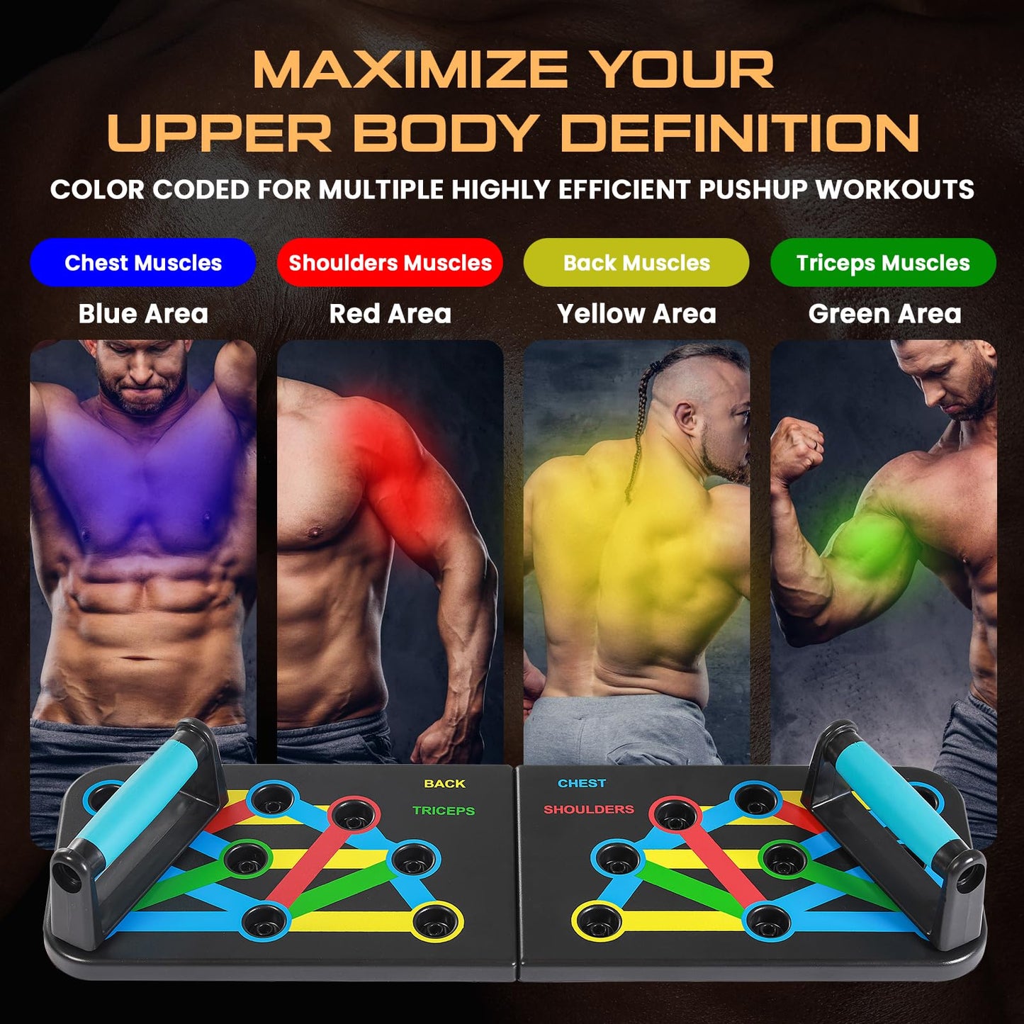 Push Up Board with Adjustable Jump Rope | Push Up Board for Men & Women | Multi-functional Push Up Bar System | Perfect Pushup Board for Exercise | Home Workout Equipment (9 in 1 Black)