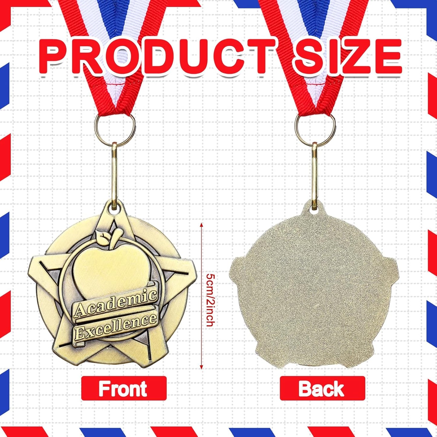 Quelay 30 Pcs Award Medals - 2 Inch Metal Trophies with Neck Ribbons for Tournaments & Competitions