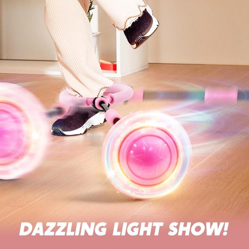 JOYIN Pink Ankle Skip Ball - Flashing Lights Indoor & Outdoor Toy for Kids | Foldable Sports Gift for Ages 3+
