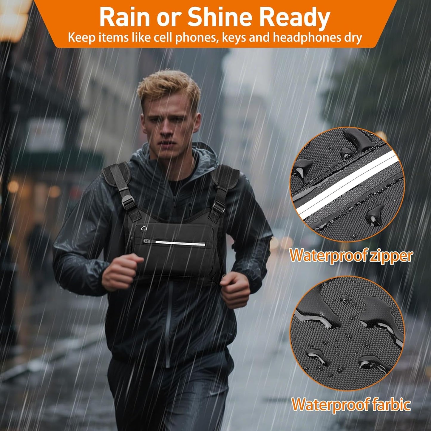 Skiennix Water Resistant Chest Pack - Lightweight Running Vest with Reflective Strip & Phone Holder