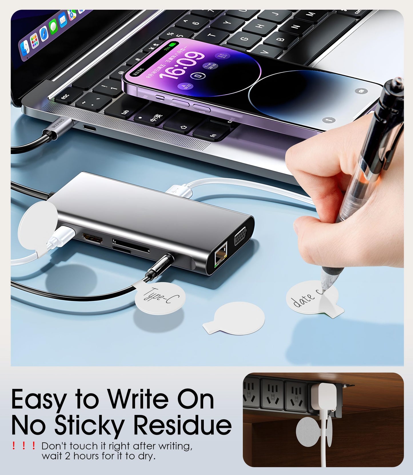 32Pcs Nearockle Cable Labels and Silicone Cable Ties Value Cable Management Set, 20 Cable Ties+12 Cord Labels for Electronics, Travel Home Office Desk Wire Organization(Black&White)