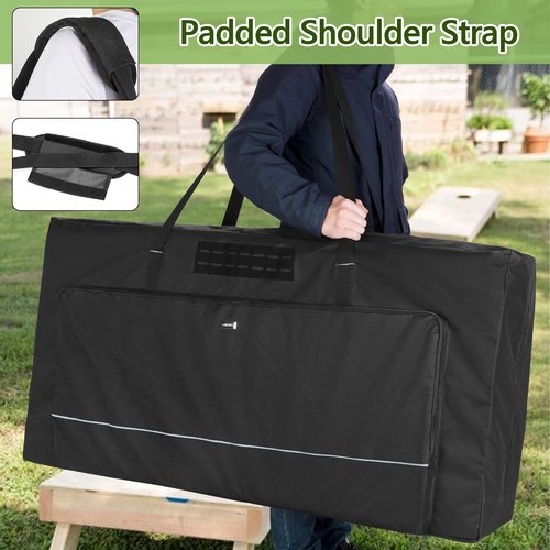 GOBUROS Cornhole Carrying Case - Fits Regulation Size Boards | Padded Shoulder Strap & Sandbag Pockets