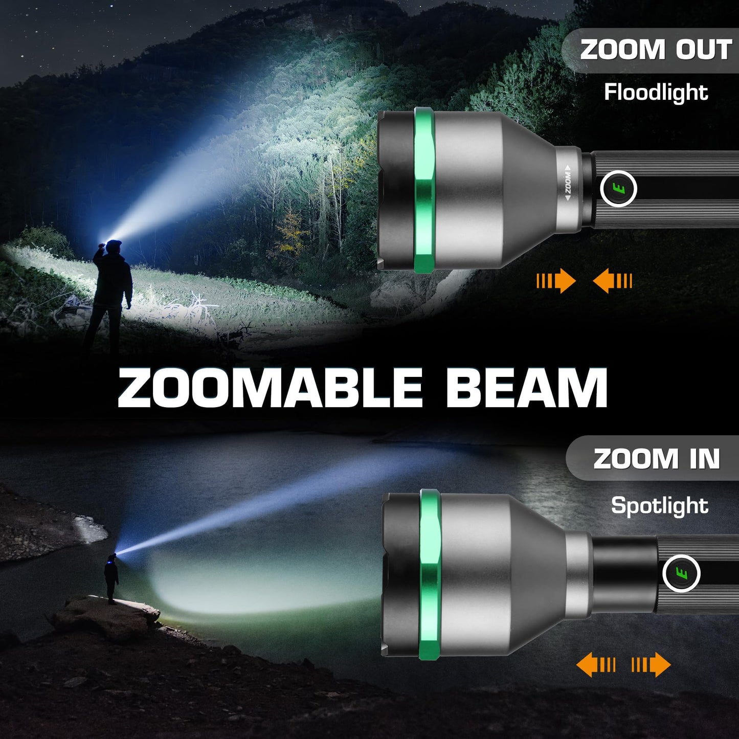 EverBrite 5000 High Lumens Rechargeable Flashlight, 5 Modes Zoomable Tactical Flash Light High Powered, LED Super Bright Spotlight for Hunting Hiking Camping Home Emergency& Survival Gear