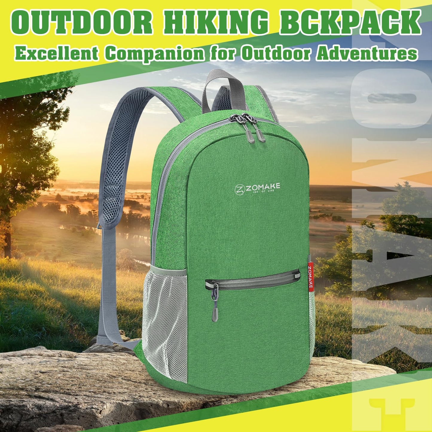 ZOMAKE Lightweight Packable Backpack 10L(Dark Green-A5)