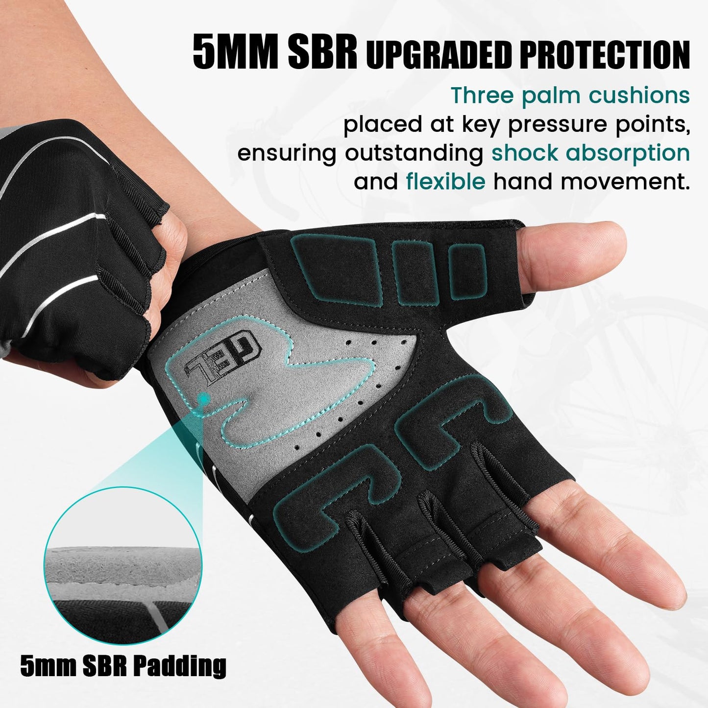 ATERCEL Cycling Gloves with Padded SBR for Road & Mountain Biking - Breathable, Elastic Back, Men & Women's Bicycle Gloves
