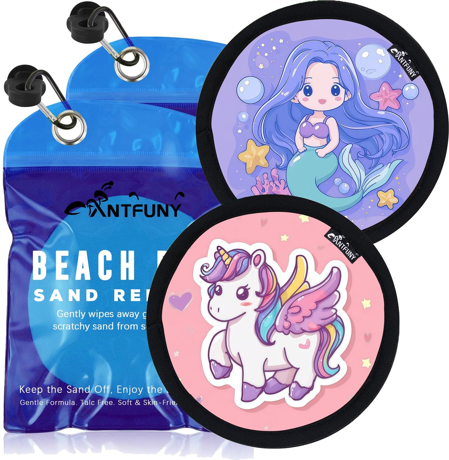 2 Pack Beach Sand Remover Sand Mermaid Unicorn Eraser Brush Wipe Mitt Family Women 2026 Summer Beach Vacation Essentials Hawaii Honeymoon Accessories European Costa Rica Bahamas Trip Must Haves