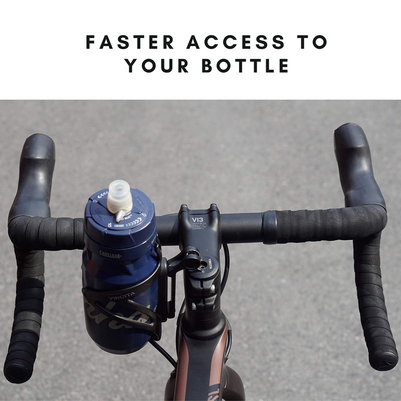 Vincita Stem Top Cap Bottle Cage Adapter – Adjustable 360° Rotating Mount – Aluminum Cockpit Hydration Holder for Road, Gravel & MTB (Black)