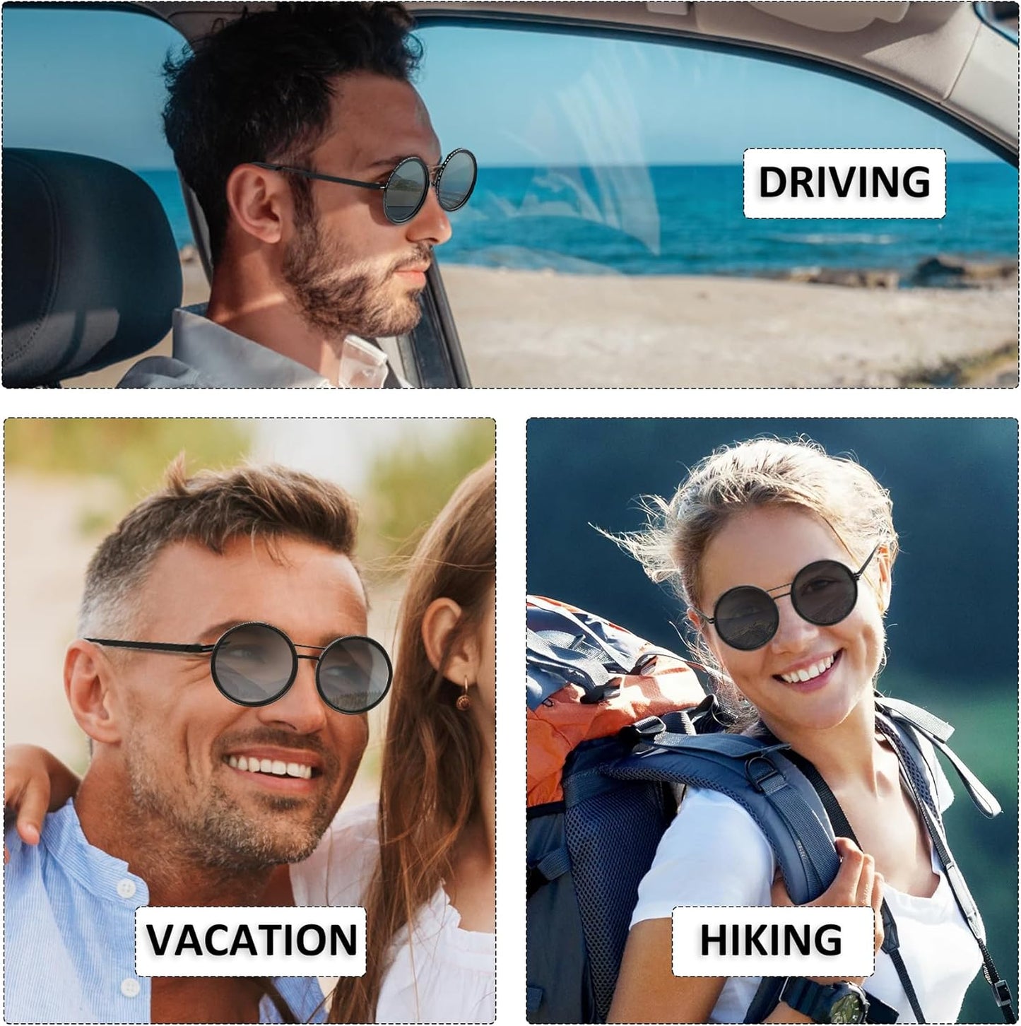 Skiennix Adjustable Tint Sunglasses - Round Polarized Glasses with Manual Tint Control & ND Filter