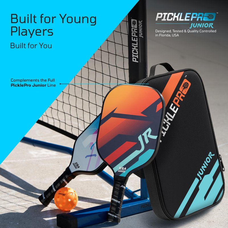 PicklePro Junior Pickleball Bag – Lightweight Pickleball Paddle Bag for Kids & Youth, Durable Oxford Cloth Paddle Case, Compact - Holds Up to 3 Paddles
