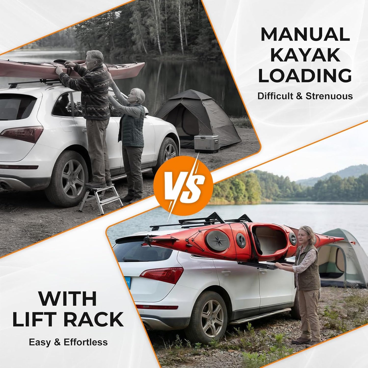 TOOENJOY Kayak Lift Assist Roof Rack - Heavy-Duty 100 LBS Capacity Canoe Loader for Easy Rooftop Loading
