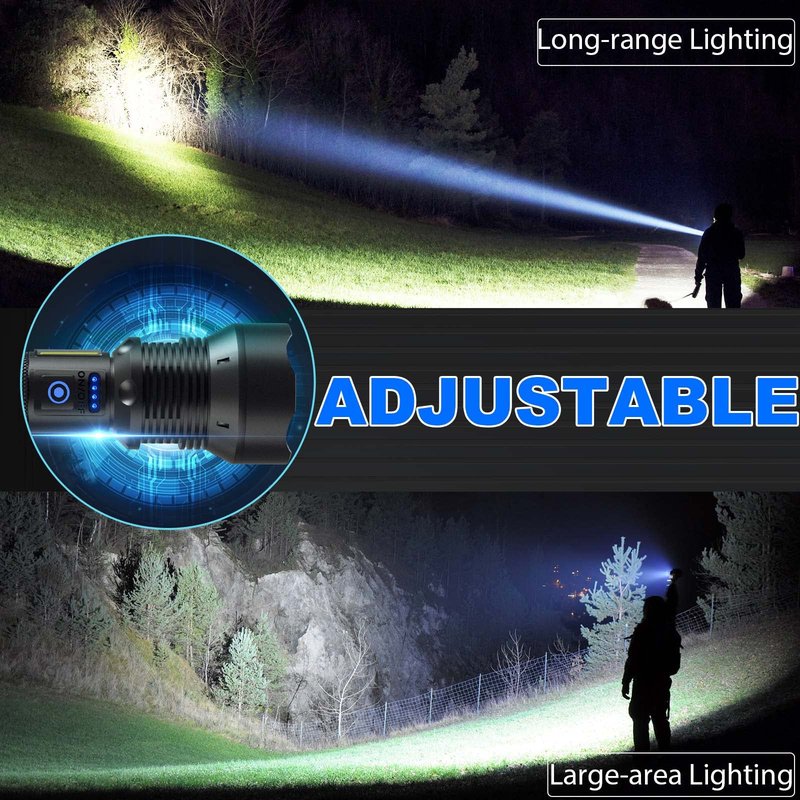 Cinlinso Flashlights High Lumens Rechargeable, 99,000 Lumens Super Bright Led Flashlight, Flash Light with 7 Modes, IPX6 Waterproof, Handheld Powerful Flashlight for Camping, Emergencies (Black)