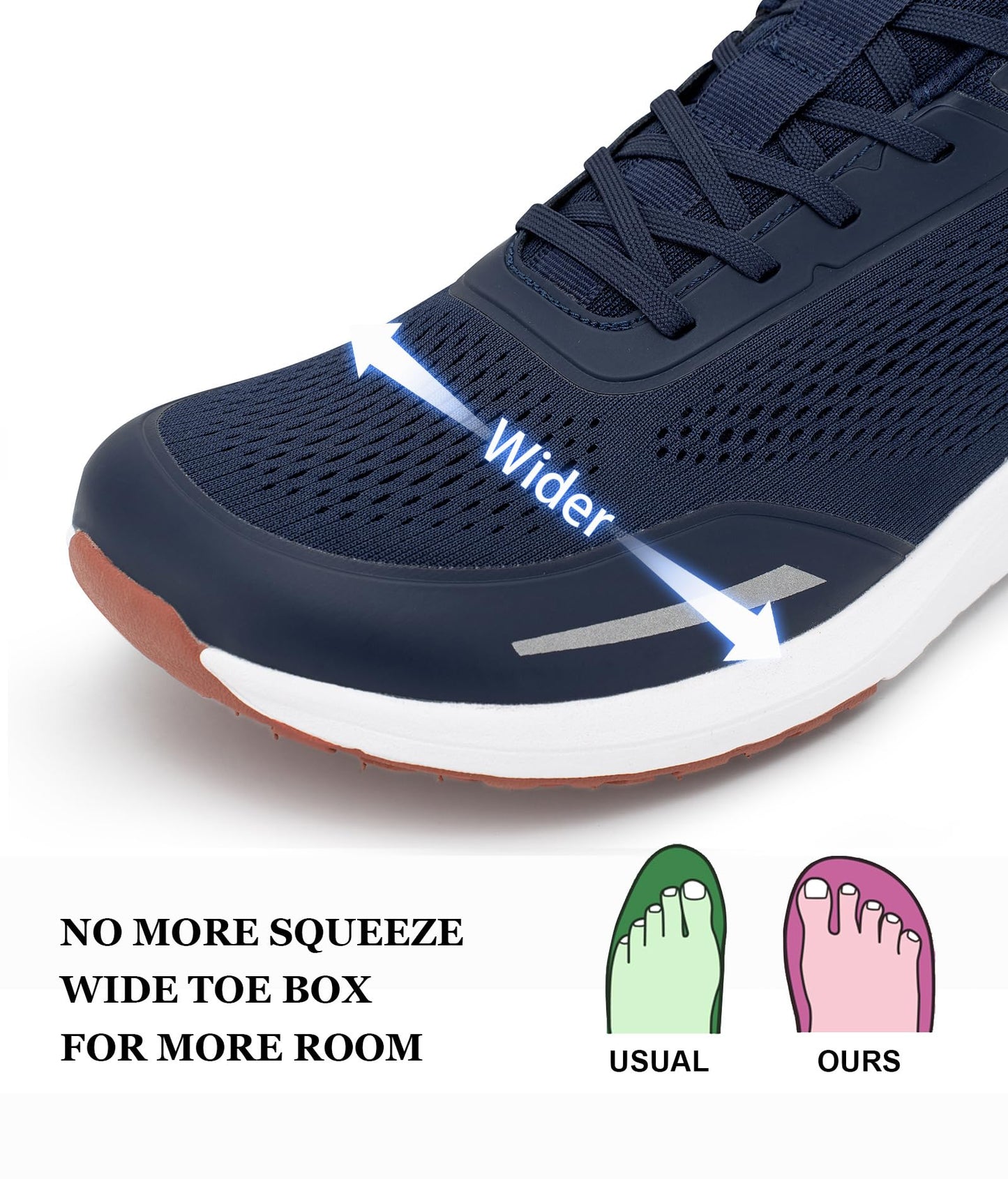 FEFELUIS Men's Zero Drop Running Shoes - Wide Toe Box Athletic Walking Sneakers Navy Size 14