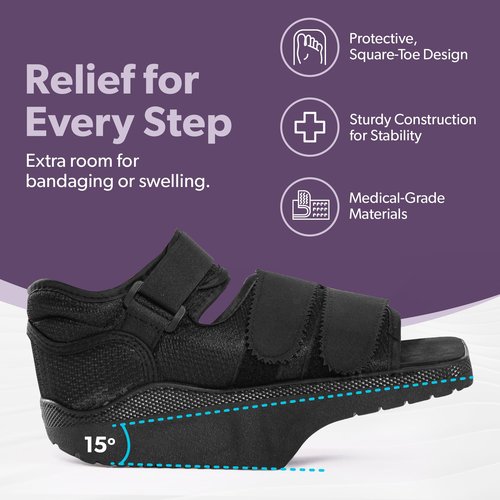 BraceAbility Forefoot Offloading Post-Op Shoe - Non-Weight Bearing Medical Wedge Boot for Diabetic Foot Ulcer, Metatarsal Fracture, Broken Toe, Bunion, Hammer Toe Surgery - Fits Men and Women (XL)