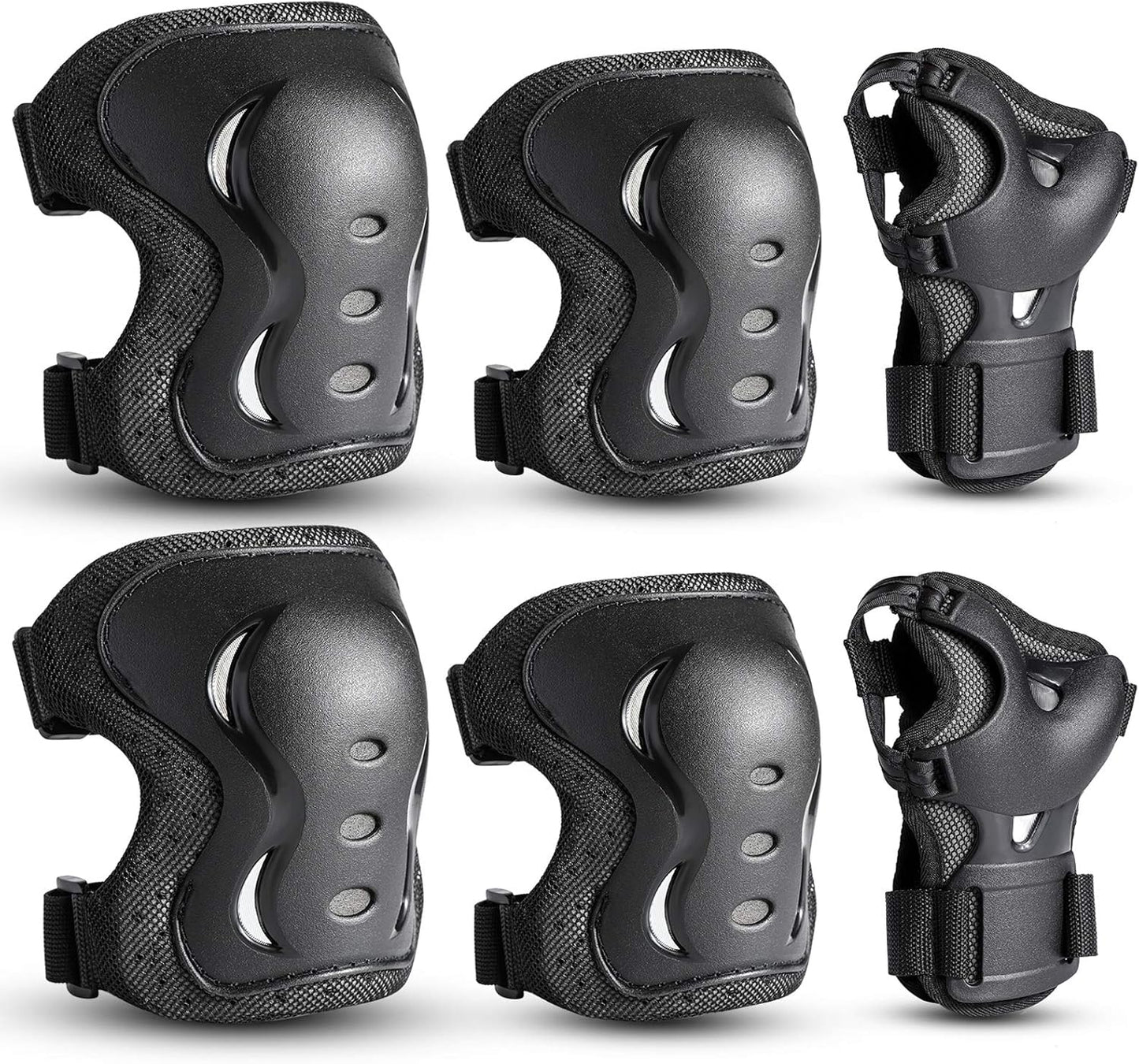Skiennix Protective Gear Set - Kids/Youth/Adult Knee Pads, Elbow Pads & Wrist Guards | 6 Pack for Roller Skating, Skateboarding & Cycling