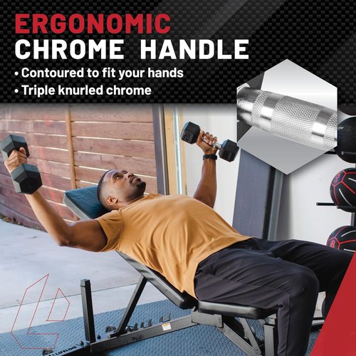 Lifeline Fitness Hex Dumbbells - Premium Rubber Wrapped Design | Ergonomic Knurled Handle for Home Gym