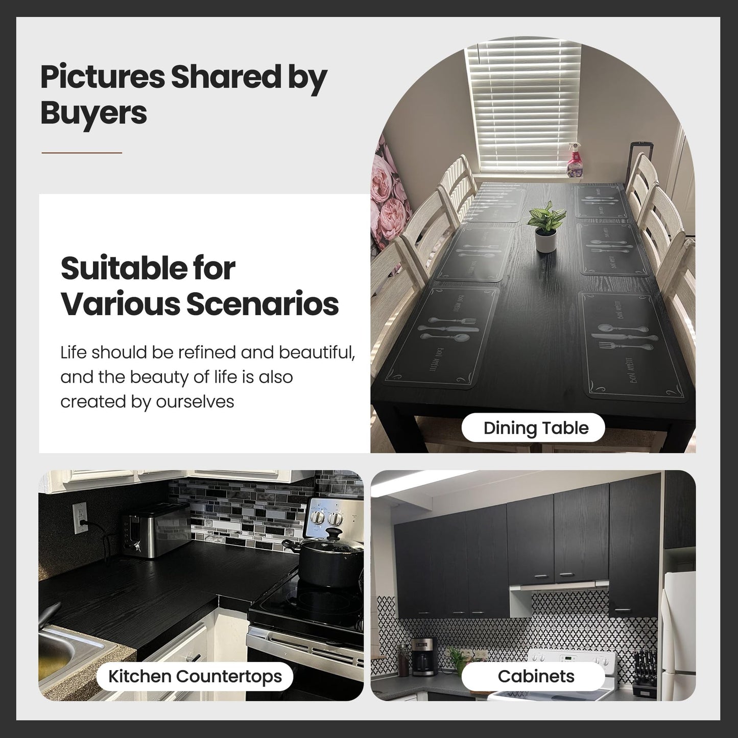 Wood Contact Paper With Tools, Black Peel and Stick Wallpaper Thickened No Tearing Vinyl Wrap, Self Adhesive Faux Wood Grain Wallpaper Cover Cabinets Countertop Wall Furniture Decoration 17.7" X 78.7"