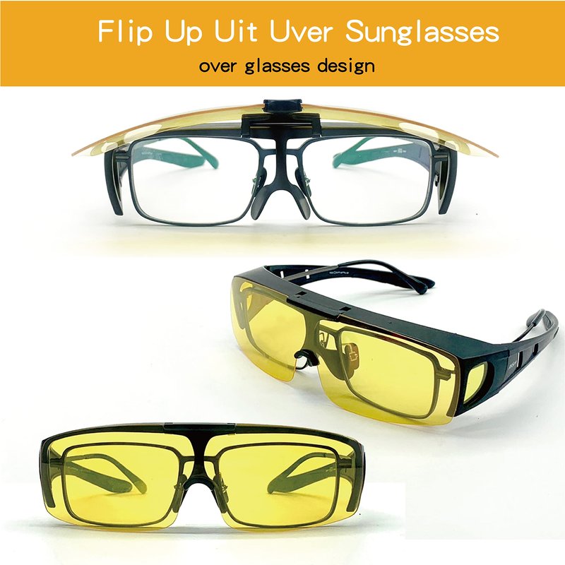 XII WY One piece Shield Sport Sunglasses fit over polarized Night Yellow lens