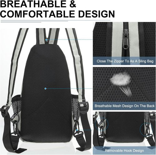 DTGN Convertible Sling Bag | Crossbody Backpack for Hiking & Travel - 8.5"x15" - White