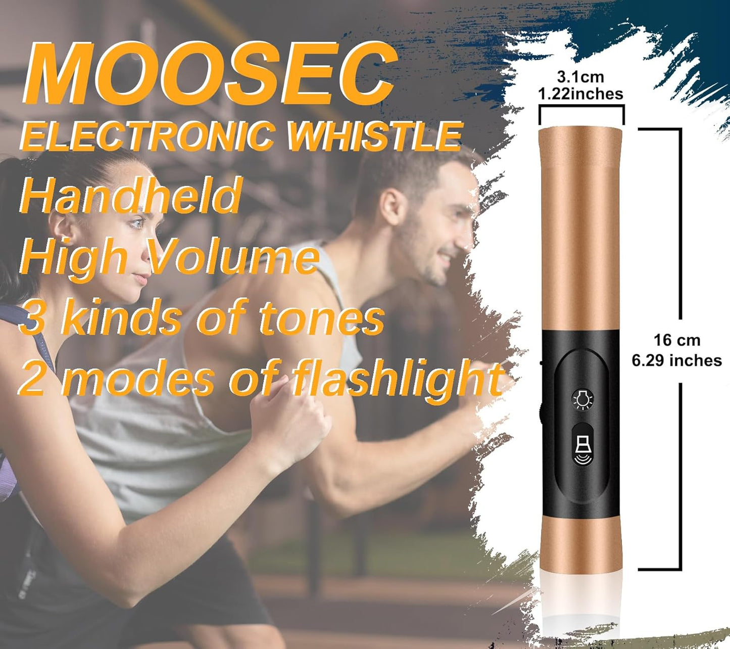 MOOSEC Electronic Whistle - Rechargeable Handheld Whistle with LED Flashlight & 3 Adjustable Tones