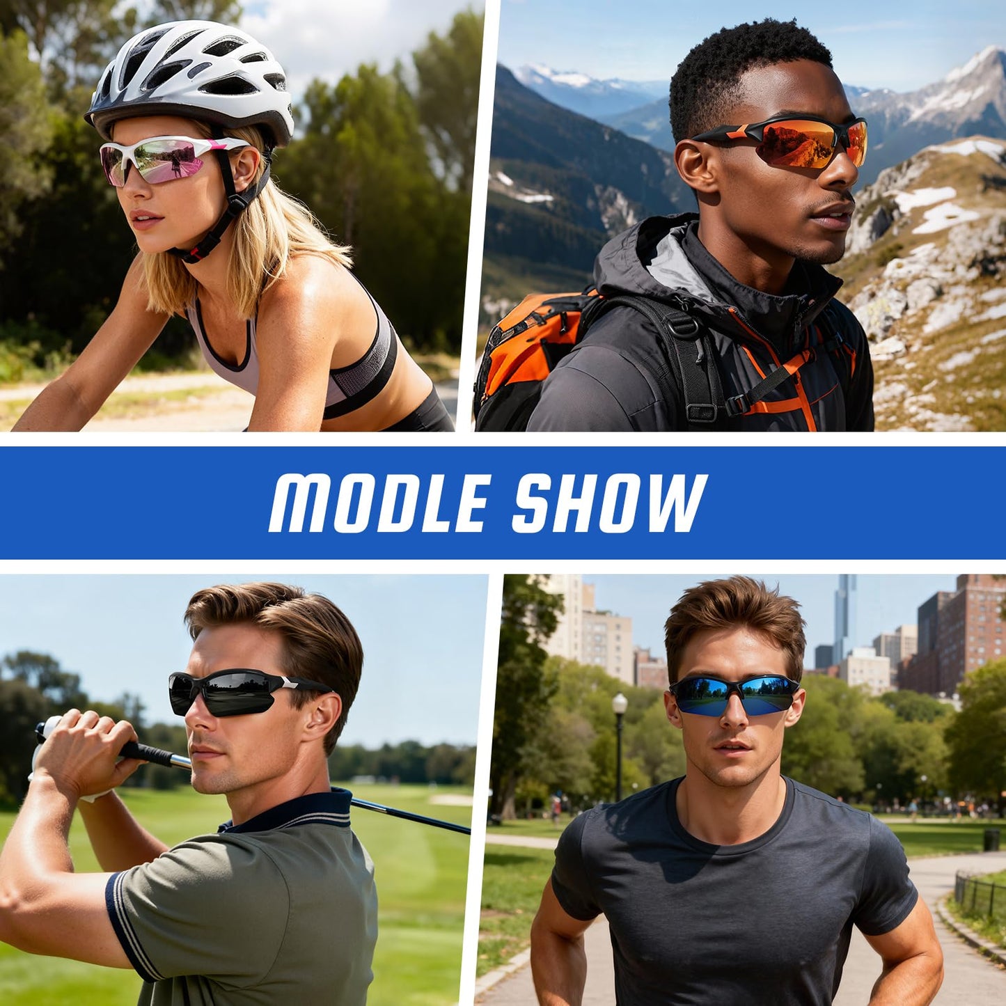 XVXV Photochromic Polarized Sunglasses for Men - UV Protection Lightweight Half Frame Sun Glasses for Running Fishing Golf