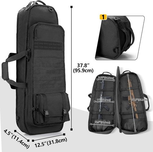 GOBUROS Tactical Rifle Bag - 36” Soft Case with 3 Magazine Holders & Padded Straps | Molle System for Hunting