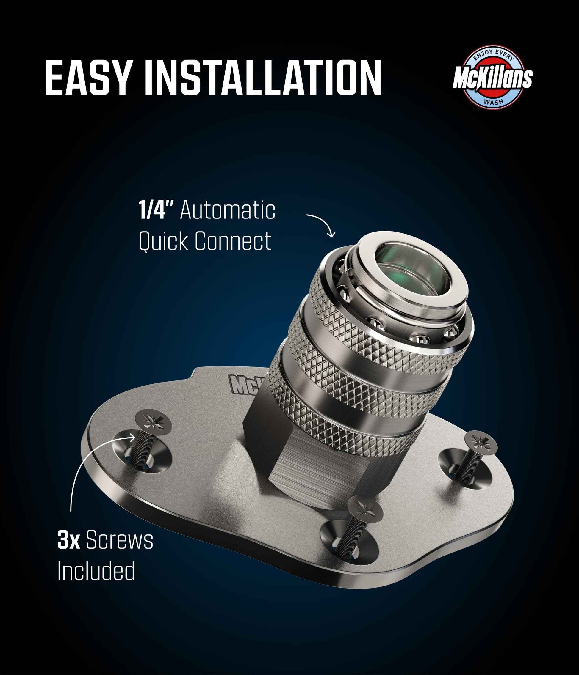 McKillans Automatic Foam Cannon Mount - 304 Stainless Steel - Automatic Quick Connect