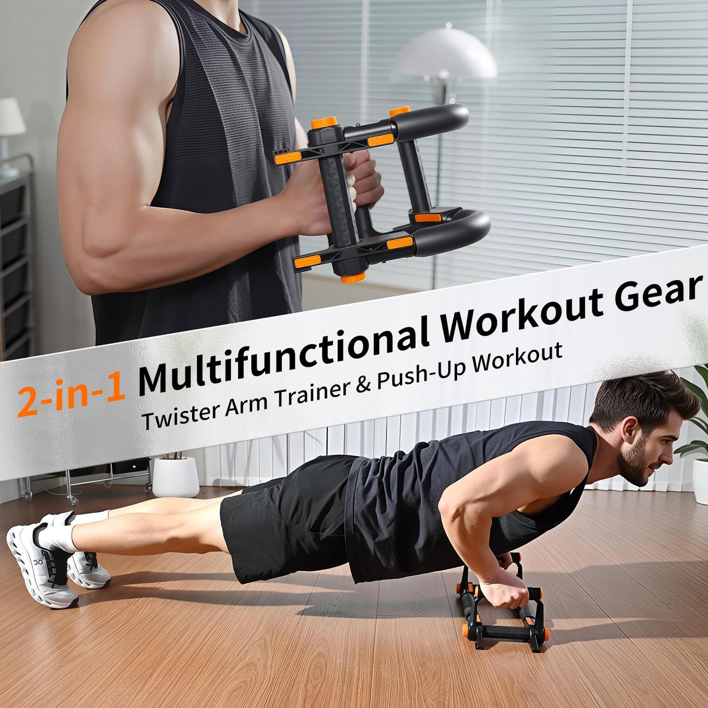 kisnbld Twister Arm Trainer, Adjustable 60-140lbs Push-Up & Arm Strength Equipment, Ergonomic Non-Slip Grip, Spring Resistance Home Gym for Men Women