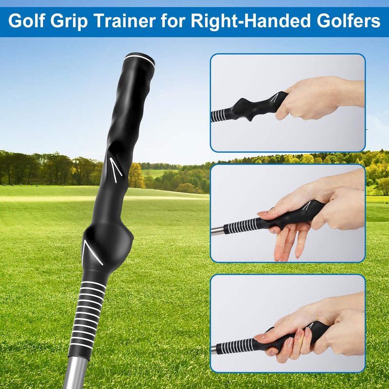 HTAIWLL Golf Grip Trainer & Swing Training Aid – Retractable Golf Swing Trainer, Home Golf Simulator, Practice Equipment, Swing Analyzer, Indoor Putting Green, Golf Gifts for Men