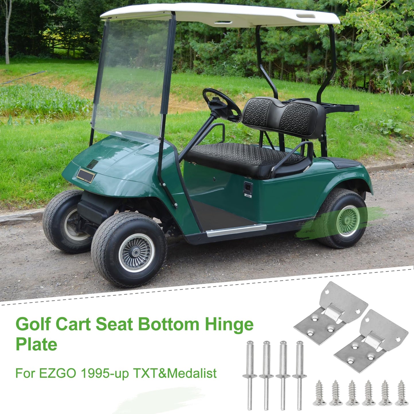 10L0L Golf Cart Seat Bottom Hinge Plate for EZGO(1995-up) TXT/Medalist Golf Cart Set of 2, Replaces OEM# 71610G01 71609G01