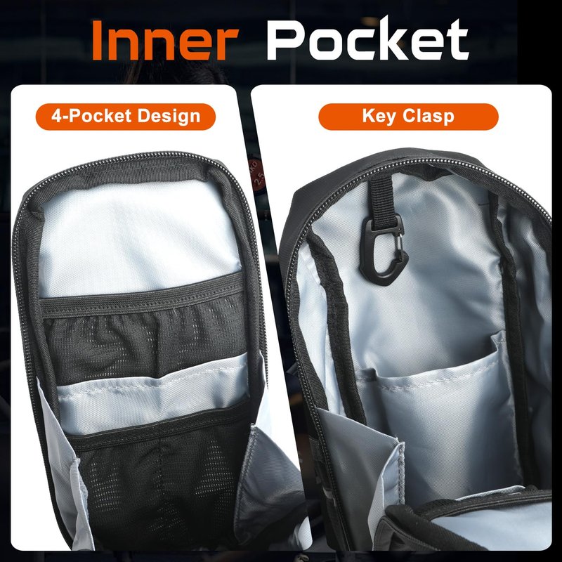 TAEYONK Magnetic Gym Bag for Men & Women, Magnetic Gym Water Bottle Bag with Touch-screenable Phone Pocket, Small Gym Pouch with 5 Strong Magnets, Sling Gym Bags for Fitness, Travel, Sports