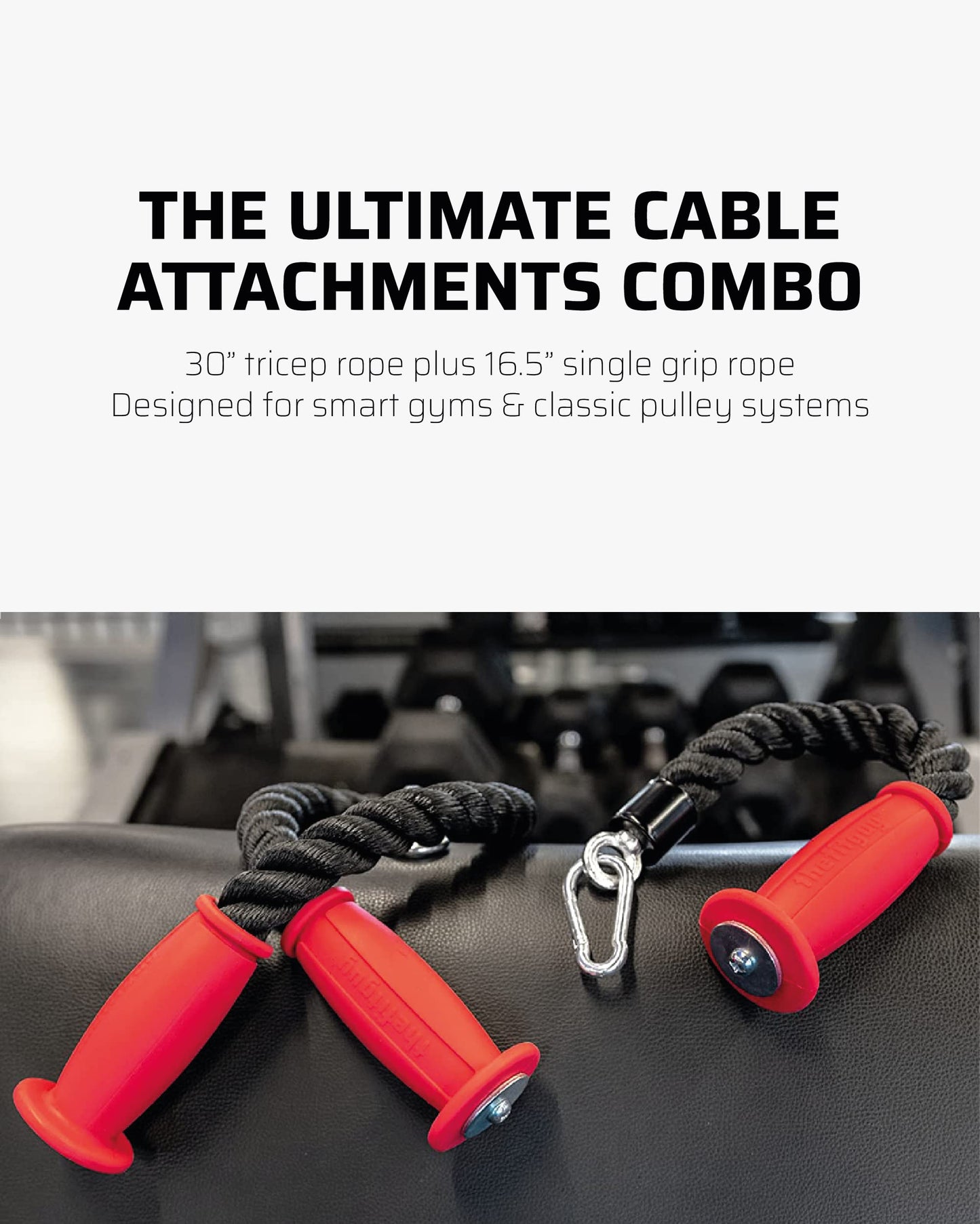 THEFITGUY 2 Ergonomic Tricep Ropes | 30" & 16.5" | Non-Slip Cable Attachment | Wrist Pressure Relief | Grip Strength, Forearm Activation | Home & Commercial Gym Accessory, For Cable Machine, Smart Gym