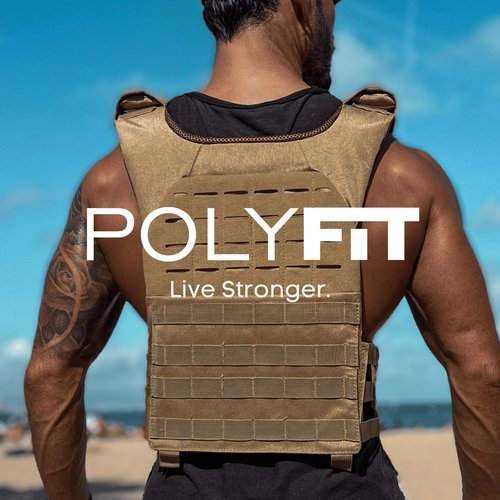 Polyfit (Fortify) Weighted Vest for Strength and Endurance Training, Fitness Workouts, Running, WODs - BLACK