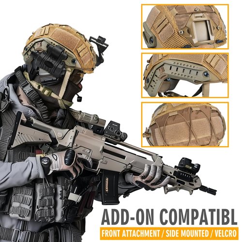 ActionUnion Tactical Airsoft Paintball Fast Helmet with Cover PJ Type Adjustable Protective NVG Mount for Sports Hunting Shooting