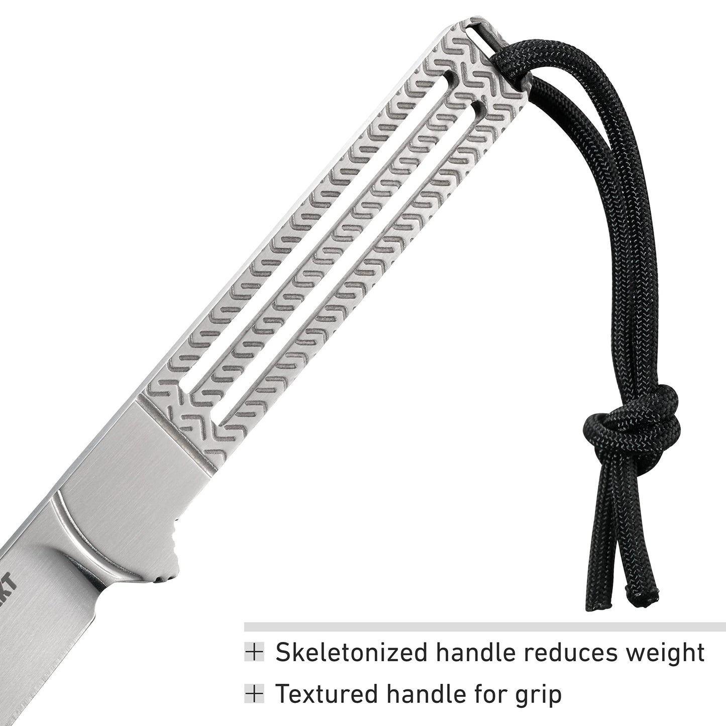 CRKT Testy Fixed Blade Knife with Sheath: Lightweight Everyday Carry, Textured Stainless Steel Handle, Glass Reinforced Nylon Sheath 7524,Silver