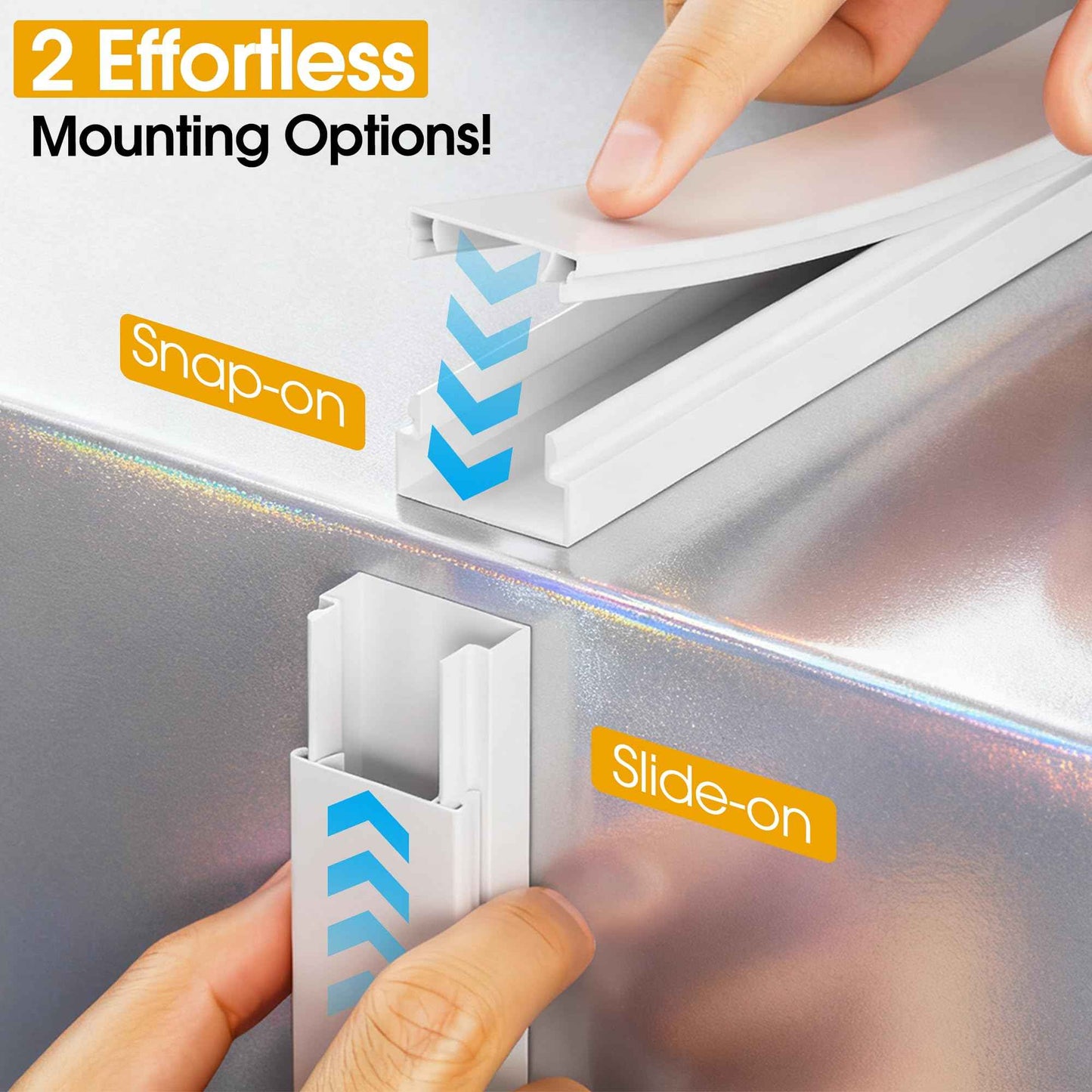 212.6in Cord Covers for 2-3 Wires on Wall, TV Cord Hider Wall, Paintable Cable Hider Raceway, Easier Set-up Wire Hider Wire Covers for Cords on Wall, Self-Adhesive Cable Cover, W0.95 H0.55in, White