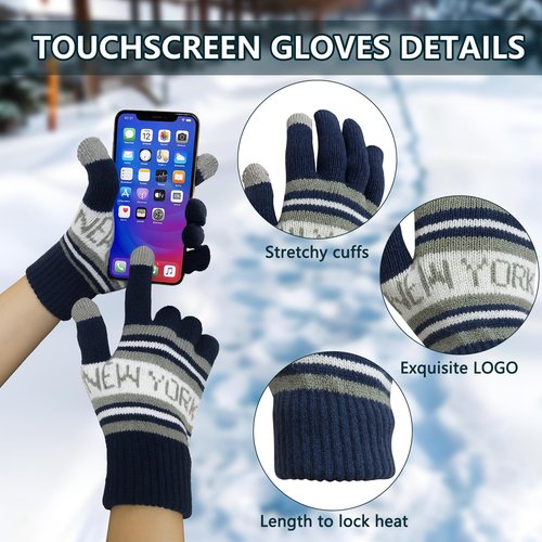 Vintage Classic Skull Cap Beanie Hat with Warm Gloves and Scarf Cuffed Winter Hat Knit Comes Gifts for Men Women Fans