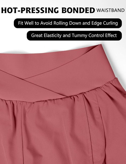 Blooming Jelly Women's High-Waisted Workout Shorts - Athletic Running Shorts with Zipper Pockets