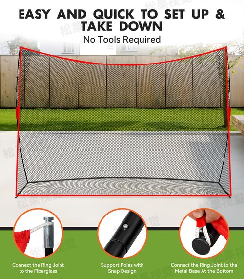 Golf Net: 10x7ft Heavy Duty Golf Practice Net for Indoor/Outdoor Training, Portable Golf Hitting Net with Carry Bag, Ideal Training Aid for Golfers Backyard Driving Chipping Swing (Standard)