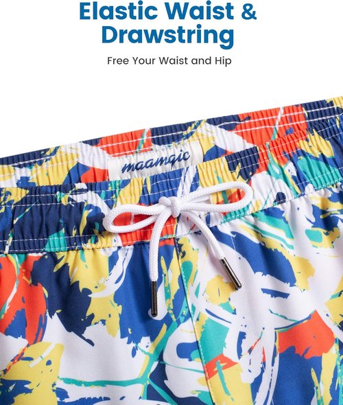 Maamgic Men's 2-in-1 Swim Trunks - 7 Inch Board Shorts with Quick-Dry Comfort & Style