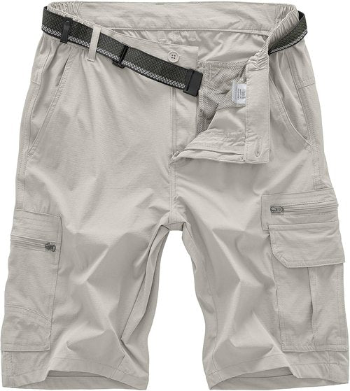 Jessie Kidden Men's Lightweight Water-Resistant Fishing & Hiking Shorts - Expandable Waist, Quick Dry
