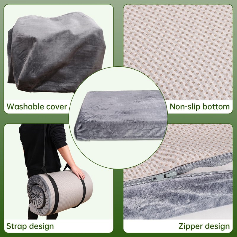 Memory Foam Camping Mattress pad,3 Inch Thick Floor Sleeping Mat Pad with Waterproof and Non-Slip Bottom, Portable Roll Up Mattress for Sleepover Guest,Tent SUV Cot Mattress Car Camping Foldable