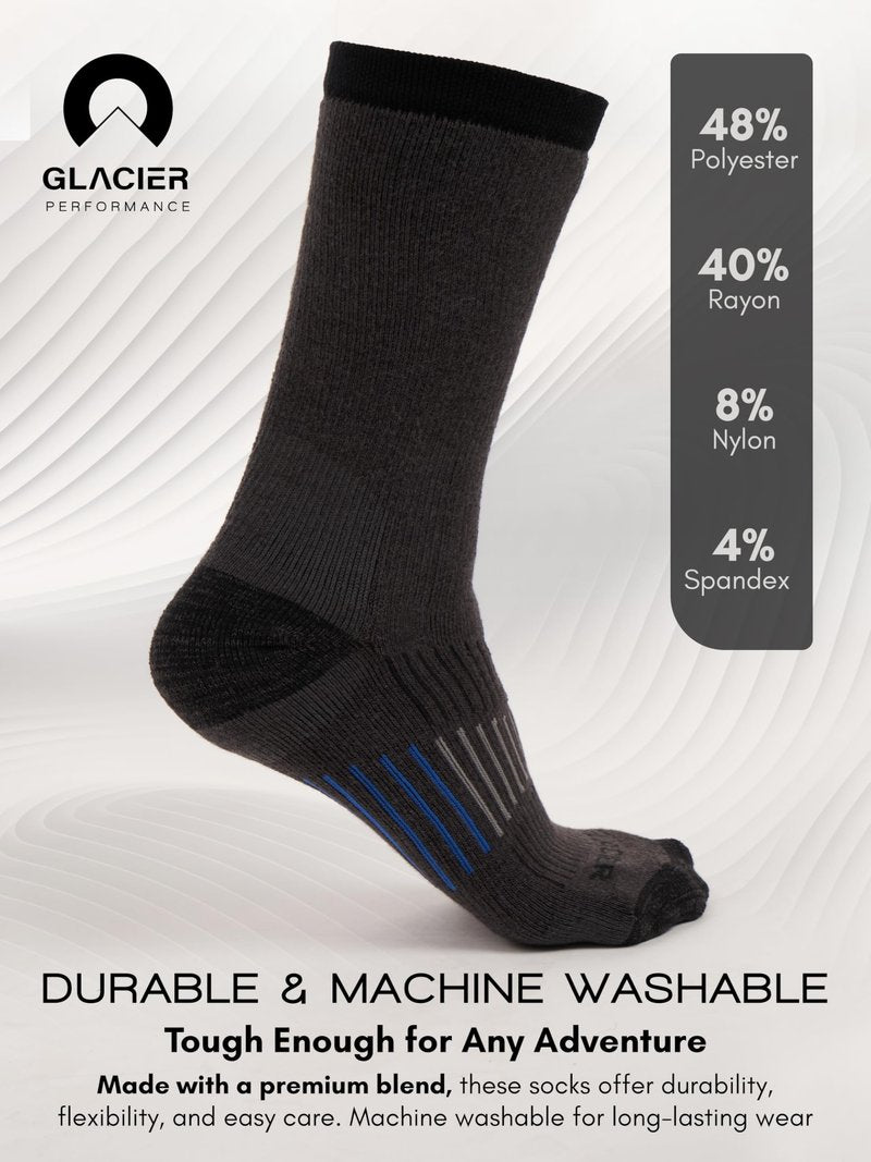 Glacier Performance Men's Cushioned Moisture-Wicking Crew Socks (4-Pack) Mid-Weight Work Socks Moisture-Wicking, Arch Support, Fits Sizes 6-12