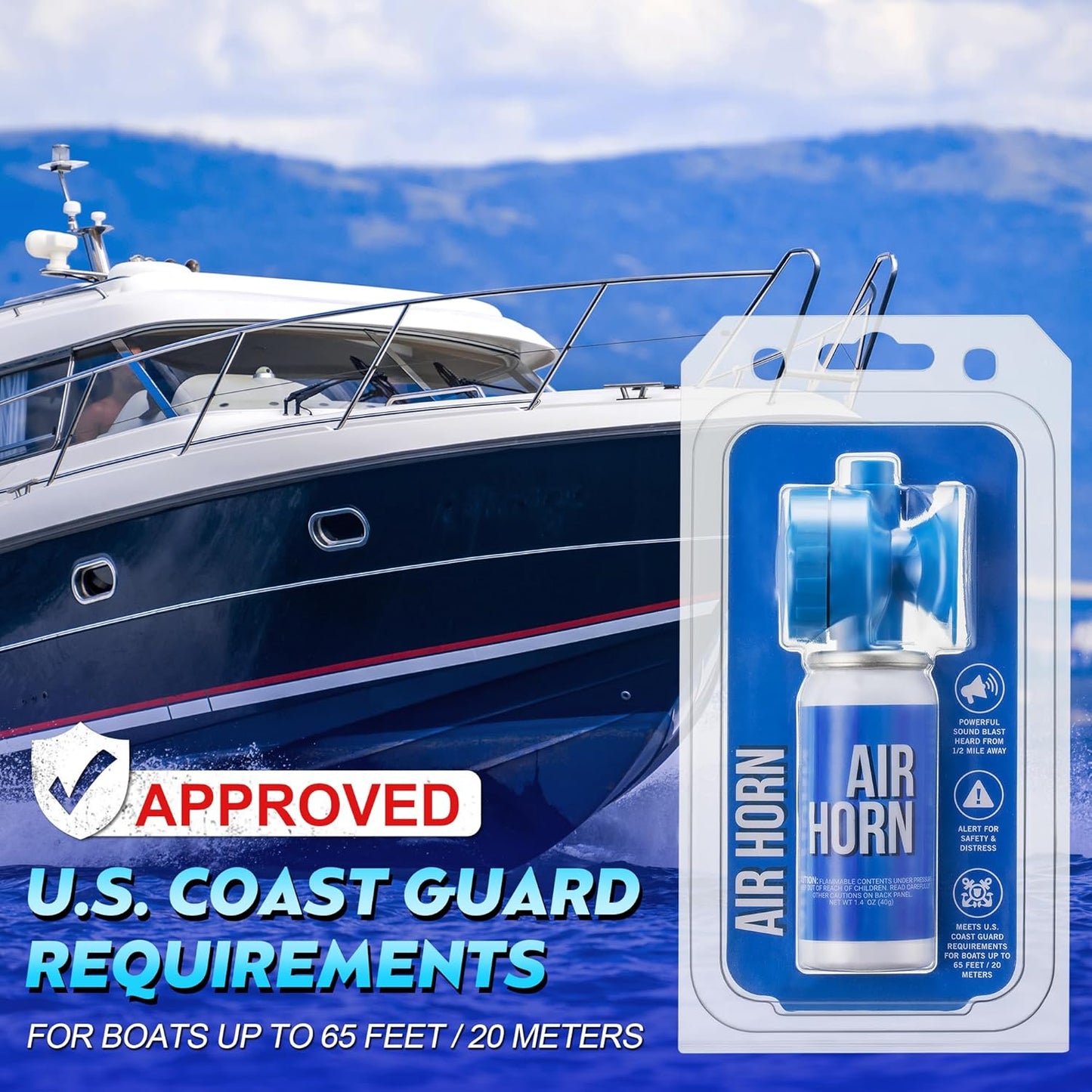 Saillong Marine Boat Air Horn - Loud 1.4oz Safety Horn for Emergency Use | Compact Mini Design