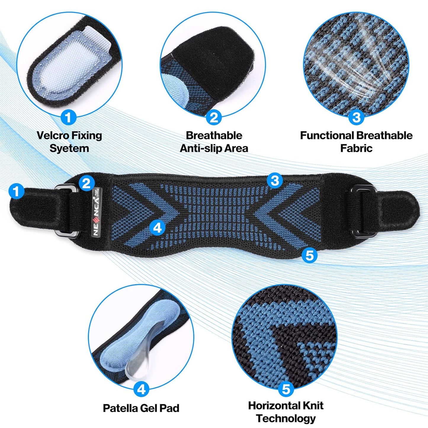 NEENCA Knee Strap Brace - Patella Tendon Support with Gel Pad for Pain Relief | Ideal for Runners & Athletes