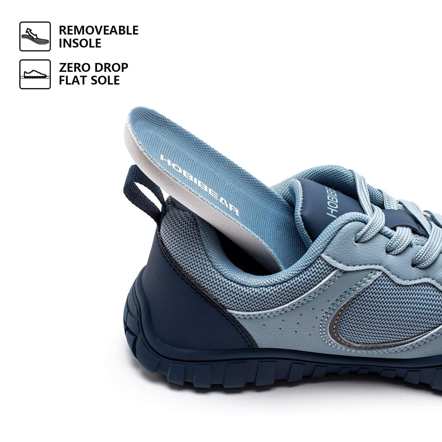 HOBIBEAR Women Barefoot Shoes Wide Toe Box Zero Drop Sole Sneakers Trail Running Minimalist for Outdoor Casual Gym Trekking Travel Training Walking Blue